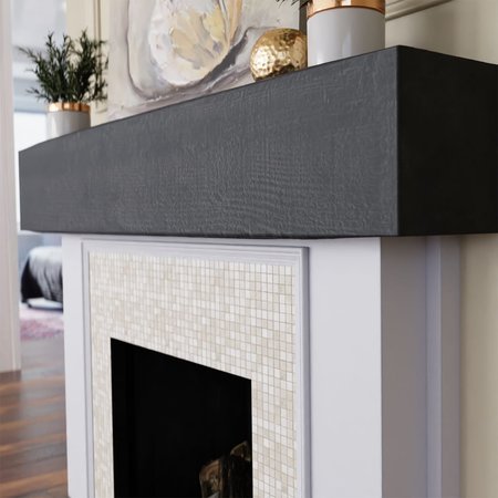 Ekena Millwork Rough Sawn Faux Wood Fireplace Mantel, Aged Ash, 4"H x 6"D x 60"W MANURS04X06X60ES